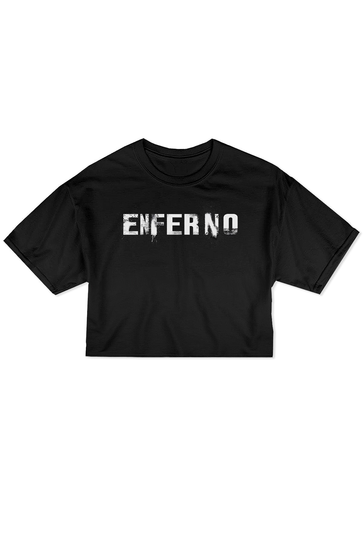 Enferno Fight Logo Crop Tee in Black.